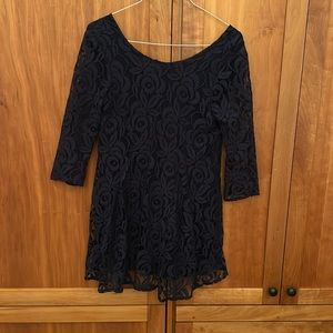 John Zack dress navy lace short V-back